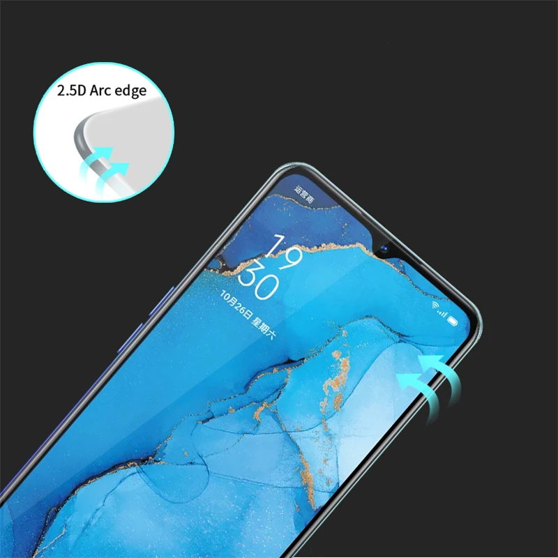 2 uds para OPPO Reno 3 vidrio templado para OPPO Reno 3 pel&iacute;cula pegamento cubierta duro Protector de pantalla vidrio Protector para OPPO Reno 3-1