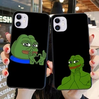 funny the frog face cry happy couple phone case for iphone 12 pro 11 pro max xr xs max x se2020 6s 7 8 plus black tpu cover
