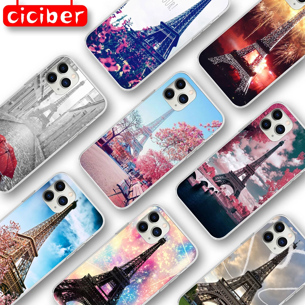 Ciciber Эйфелева башня Мягкий ТПУ для iPhone 11 чехол телефона iphone Pro Max 7 8 6 S Plus 5 5S SE 2020 X XR XS