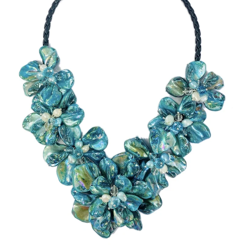 

Ожерелье из пресноводного жемчуга + морской ракушки 45 см ожерелье белый/фиолетовый/красный/зеленый/многоцветный/коричневый