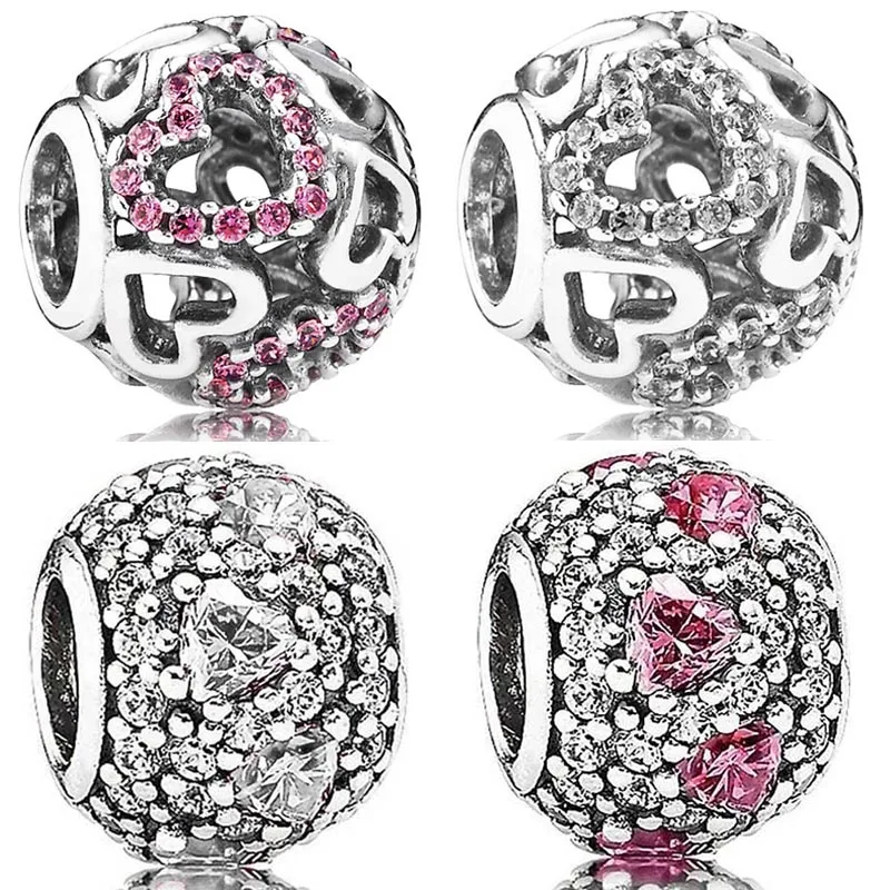 

Original 925 Sterling Silver Bead Sparkling Falling In Love Heart Charm With Crystal Fit Popular Bracelet DIY Jewelry