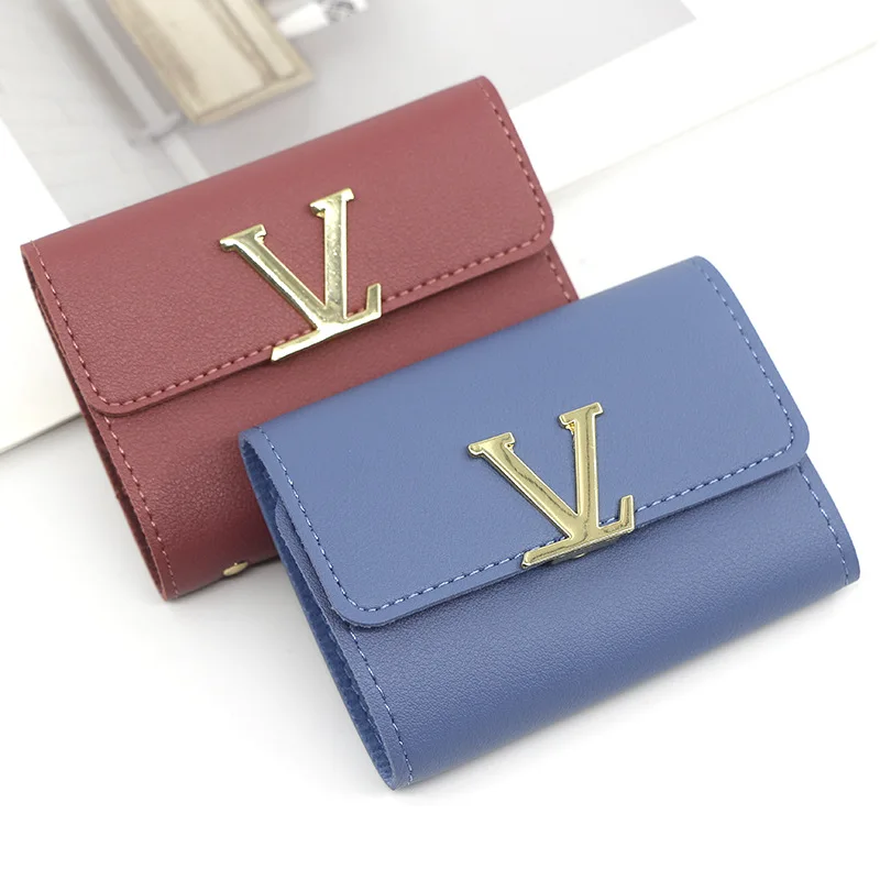 

Wallet Card Holder Women Multi-Function Coin Purse Business Credit Card Case Metal Letter Leather Card Wallet Wholesale