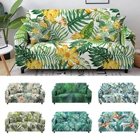 tropical leaves stretch sofa cover for living room elastic sofa slipcover sectional couch cover furniture protector 1234 seat