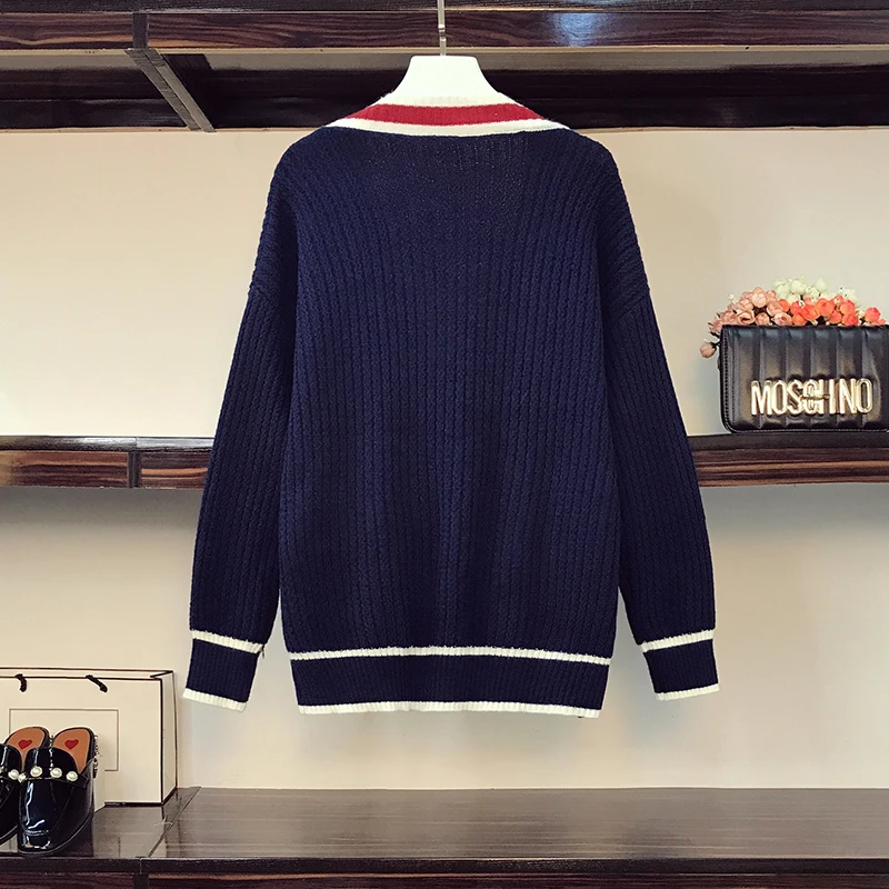 Женский вязаный кардиган с V-образным вырезом свободный однобортный Кардиган в