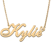 love heart kylie name necklace for women stainless steel gold silver nameplate pendant femme mother child girls gift
