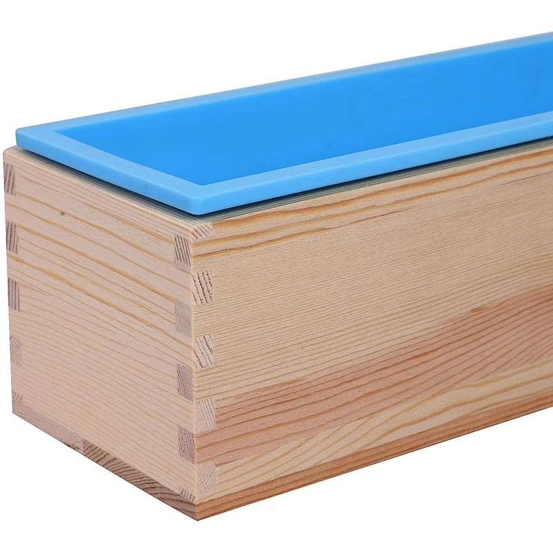 

2Pcs Silicone Soap Molds Kit, with Wooden Boxes and Lids, Rectangular Soap Molds for Soap Making, Candles, Cakes, Etc.