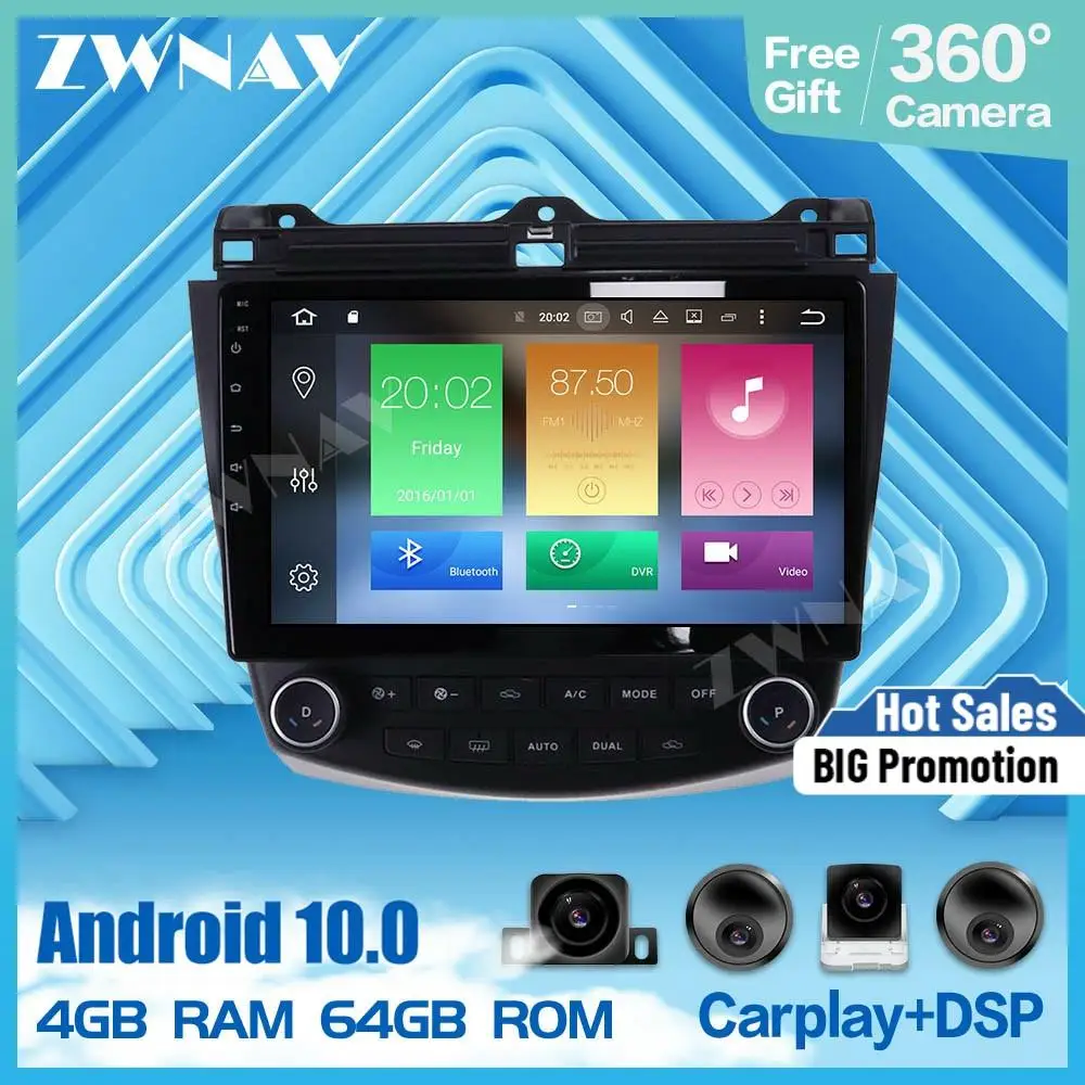 2 din IPS сенсорный экран Android 10 0 автомобильный мультимедийный плеер для Honda Accord 2003 2007