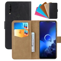 luxury wallet case for alcatel 3x 2019 pu leather retro flip cover magnetic fashion cases strap
