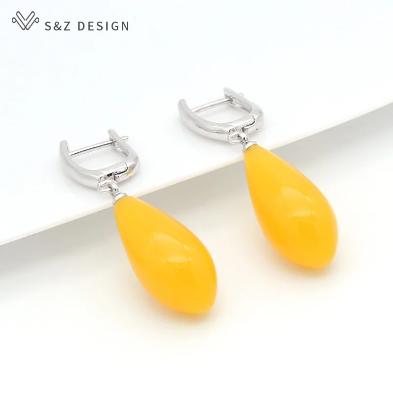 Набор ювелирных изделий S &amp Z для женщин висячие серьги в форме капли воды с