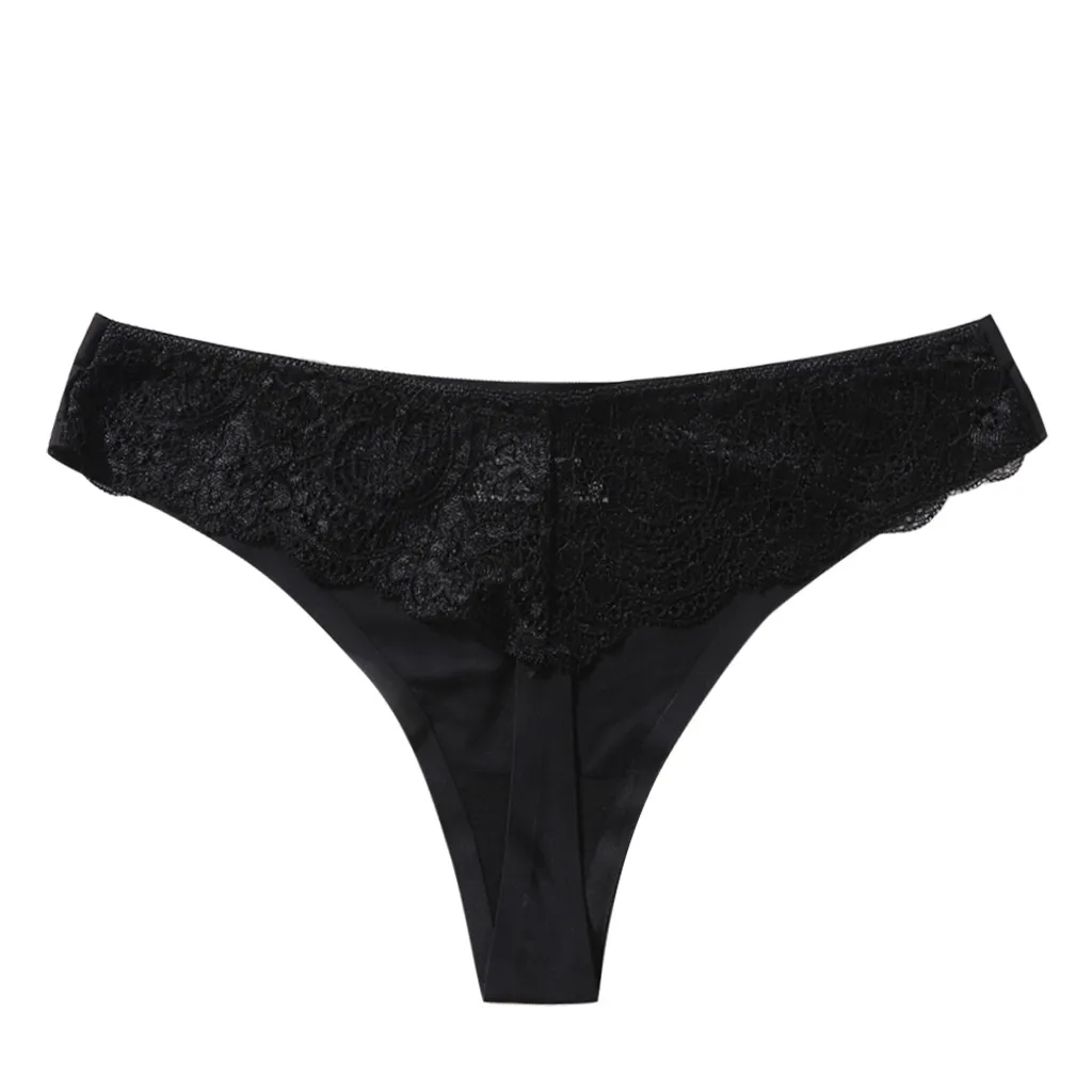 Новинка женские черные бесшовные трусики танга большого размера кружевное