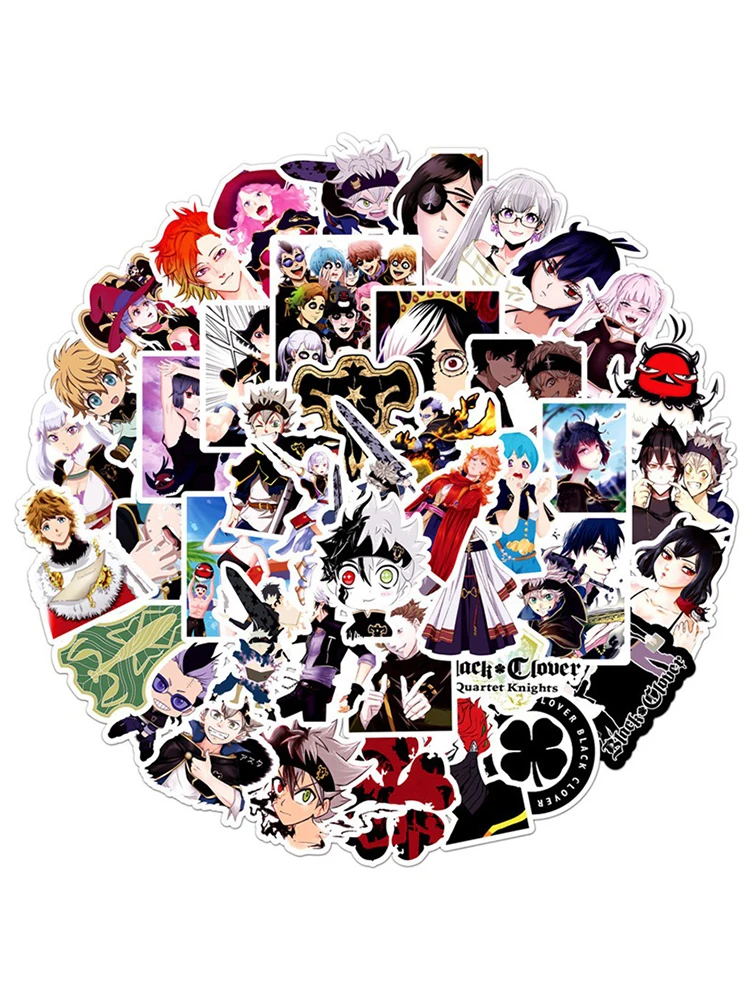 

50ppcs Black Five-leaf Clover Graffiti Stickers Skateboard Laptop PVC Car Decal Gift Waterproof Product Size 6-8cm Range