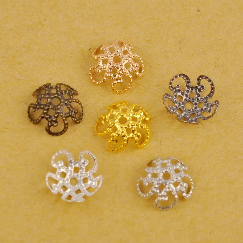 

1000Pcs 8mm 10mm Filigree Flower Bead Caps Jewelry Findings Spacer Beads For Jewelry Making Charms Necklace Bracelets