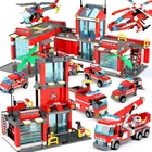 Пожарный самолёт вертолет строительные блоки для детей городская пожарная станция мини-размер пожарная машина грузовик блоки