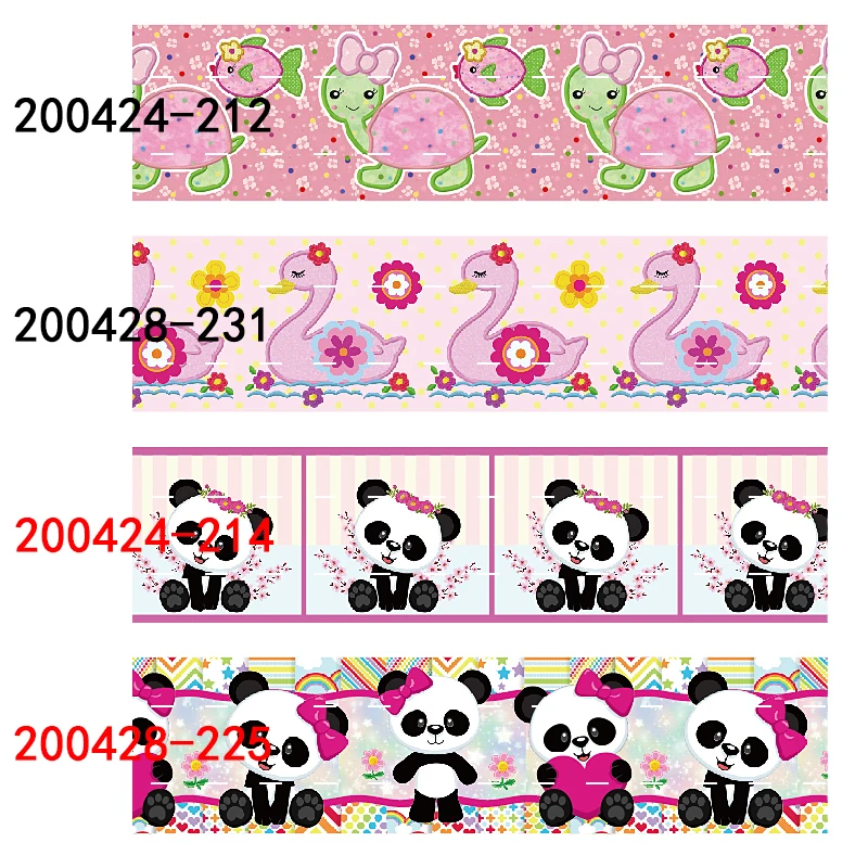 

1" 25mm cute turtle and panda printed grosgrain ribbon
