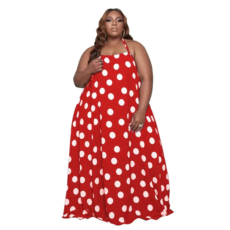 

SSEURAT Plus Size Summer Dress 2021 Women Sexy Sleeveless Maxi Long Dresses Casual Loose Bohemian Dot Printed Vestidos