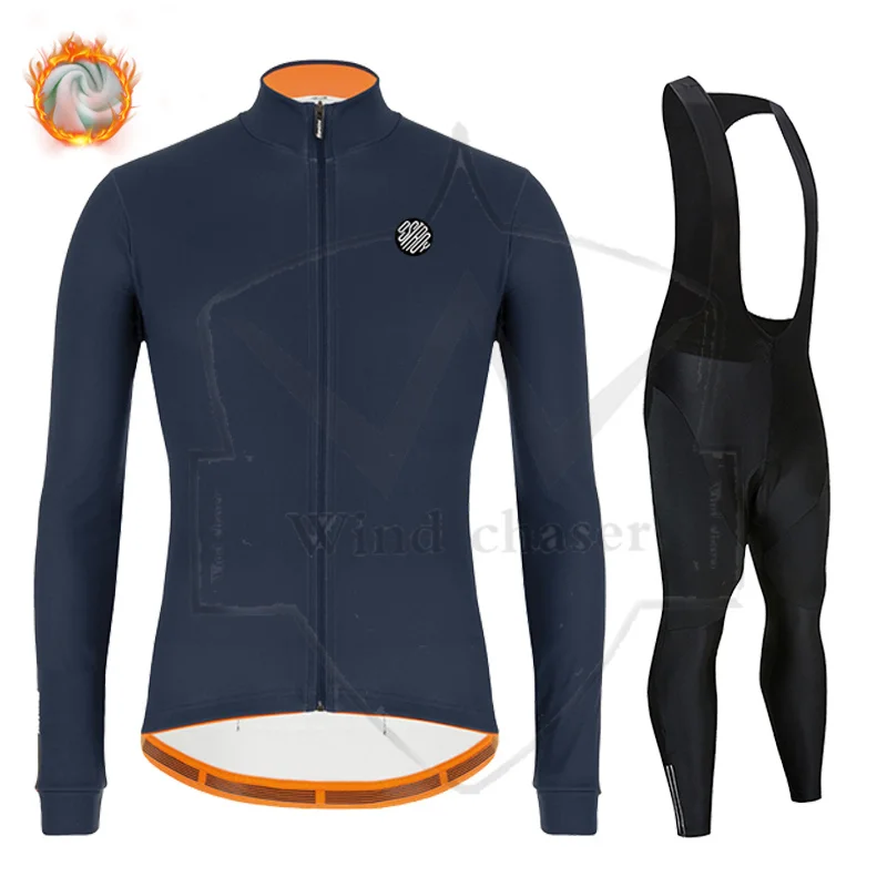 

OSTROY new Winter Bicycle Set Bike Cycling Team 2021 Thermal Fleece Long Sleeve Sportswear Autumn Racing Jersey Suit for Men