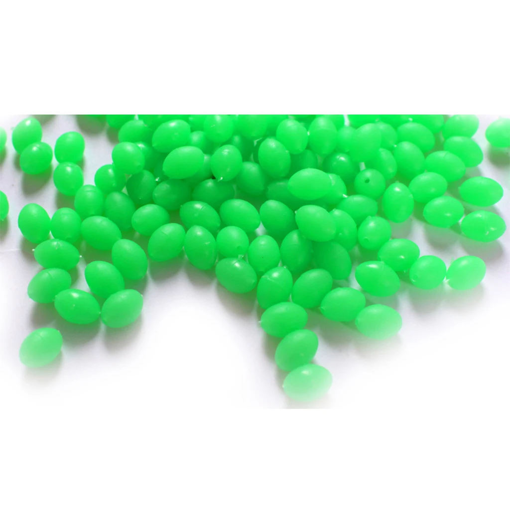 

100PCS/Set Green Luminous Fishing Beads Oval Shaped Bead Glow Fishing Lures Baits Fishing Accessories