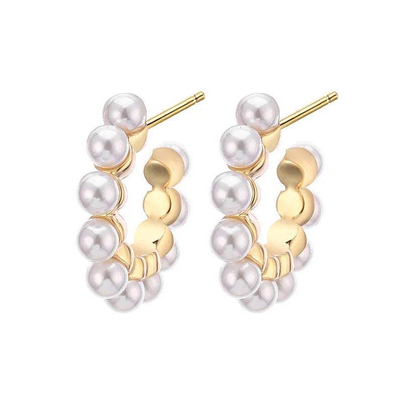 

2021 Trend Trendy Metal Copper Hollow Stud Earrings for Women Girls Imitation Pearls Geometric Jewelry Couple Gifts Accessories
