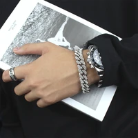 luxury fashion punk cuban bracelet for women men hiphop gothic crystal bracelets simple design golden silver color jewelry gifts