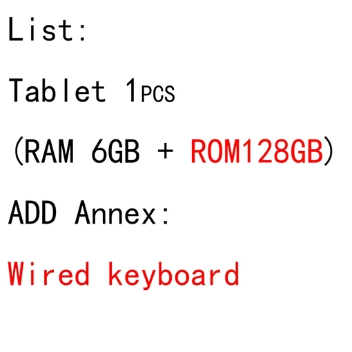 6G128 Wired keyboard 10-дюймовый планшетный ПК Android 9,0 сенсорный планшет две sim-карты Восьмиядерный WiFi 4G планшет 1280*800 ips 10,1 дюймов планшетный ПК - Комплект: 6G128 Wired keyboard