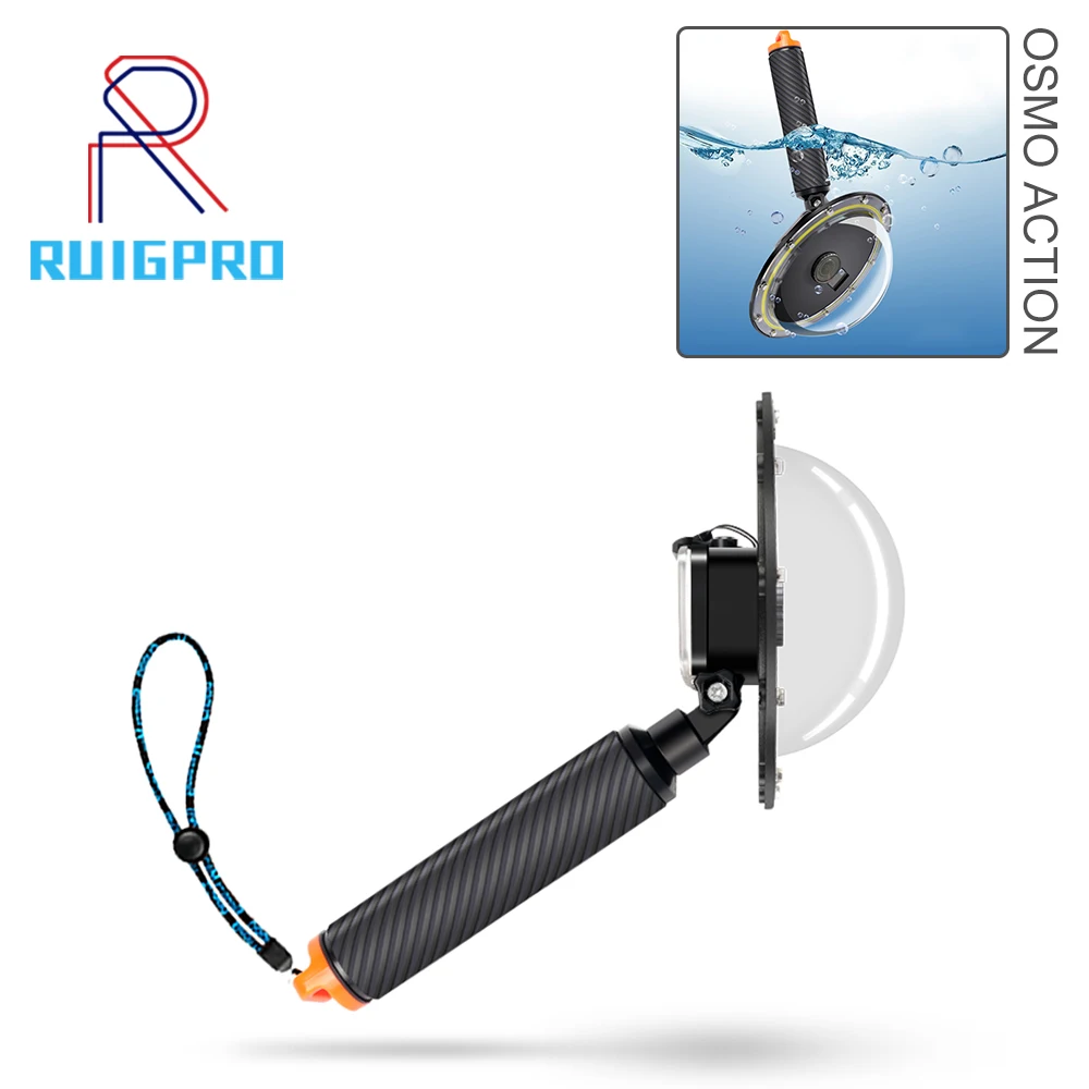 RuigPro-carcasa de buceo impermeable con mango flotante para DJI Osmo Action, accesorios para lentes de cámara, 6
