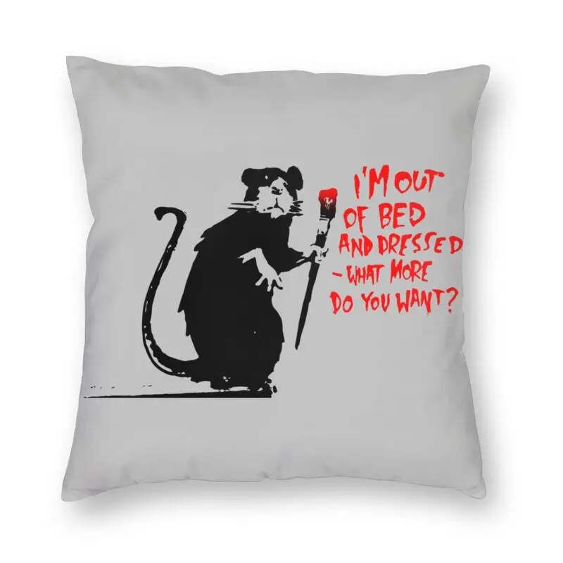

Rat Grafitti Cushion Cover Sofa Home Decorative Banksy Street Pop Art Square Throw Pillow Case 40x40cm