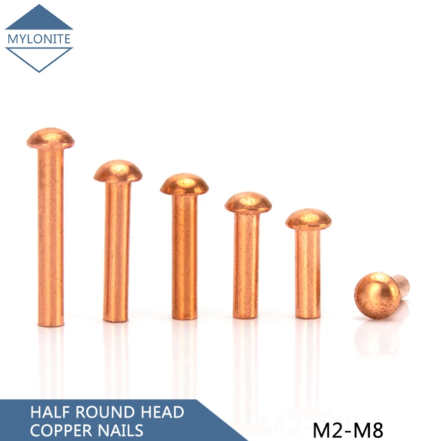 

M5 M6 M8 Brass Cup Head Rivet Copper Pan Head Solid Rivets Half Round Head Rivet Length 6mm-50mm