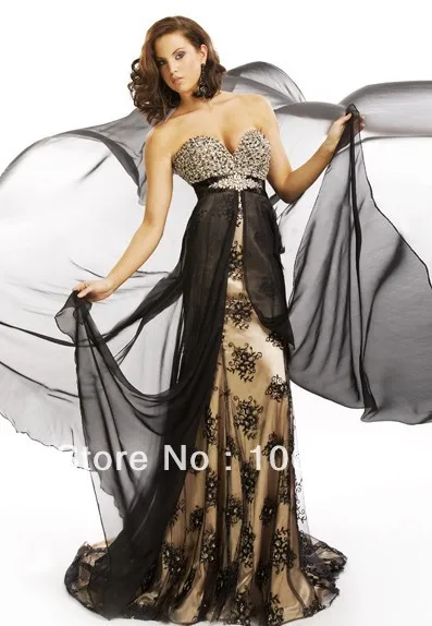 

Free shipping for party 2018 lace crystal New hot vestidos formales long black chiffon lace Formal Prom Gown bridesmaid dresses