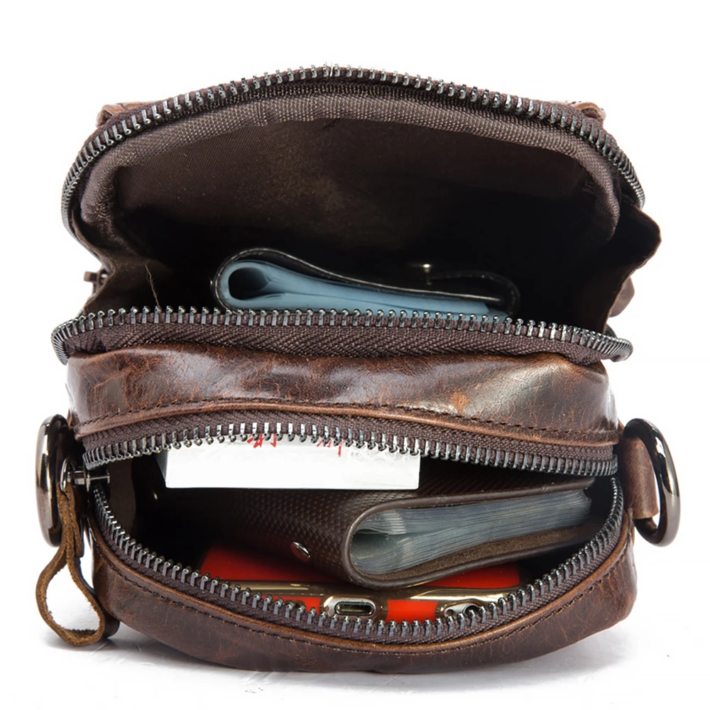 

WESTAL Men's Shoulder Bag Genuine Leather Messenger Bags Zipper Small Male Crossbody Bags For Men Fashion Oil Wax Leather Bag