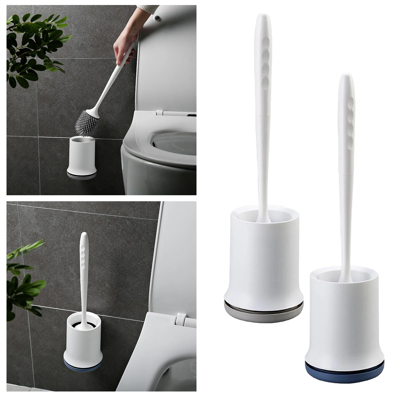 

Toilet Bowl Brush and Holder Bathroom Washroom Cleaning Brush Save Space