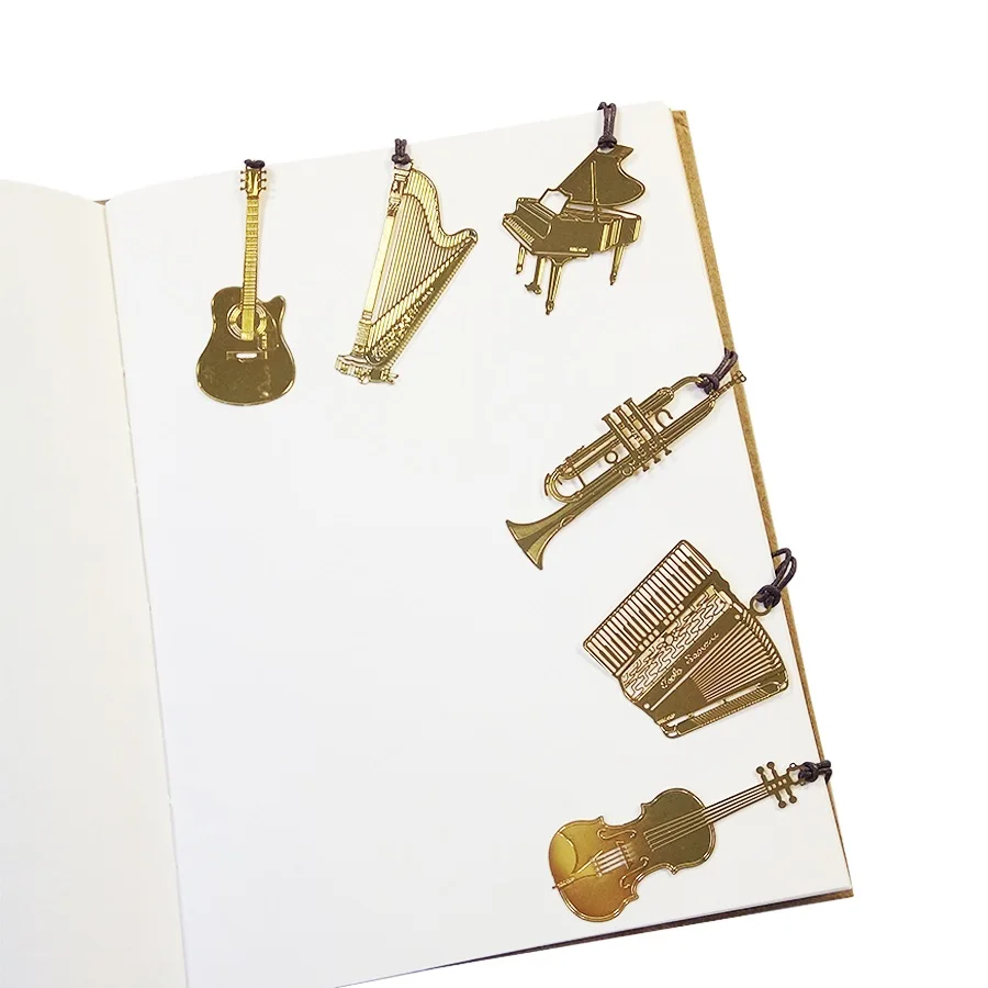 

1 Pcs/lot Cute Musical Instruments Metal Bookmark Stationery Film Bookmark school supplies