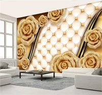 custom wallpaper mural 3d luxury gold rose soft wrap jewelry tv background wall 8d waterproof wall cloth