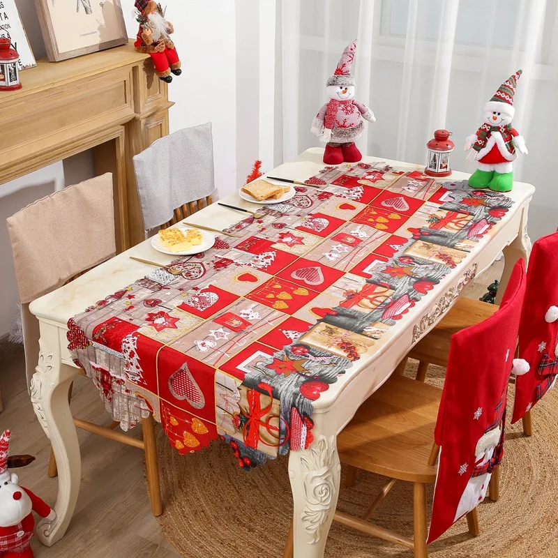 

180x34cm Christmas Xmas Table Runner Fashion Fabric Christmas Table Desktop Decorative Tablecloth Christmas Ornament navidad