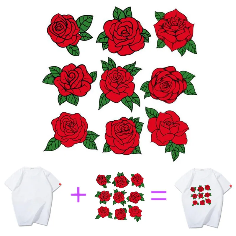 Модные нашивки из ПВХ одежда с принтом в виде множества роз термопечать футболки