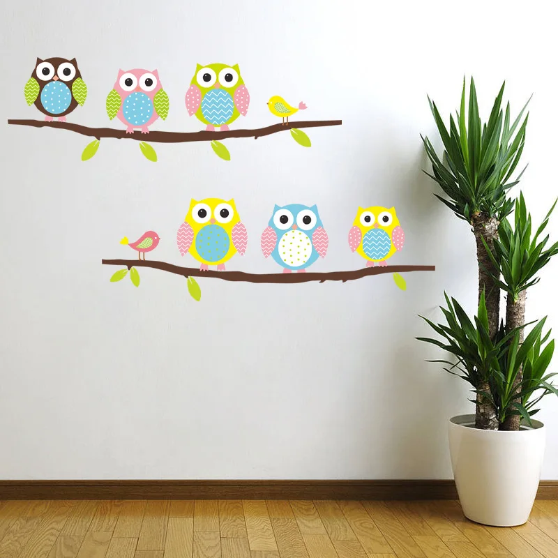 

Animal Cartoon Owl Tree Vinyl Wall Sticker For Kids Rooms Home Decor Living Room Decoration Mural Decal Child Stickers Wallpaper