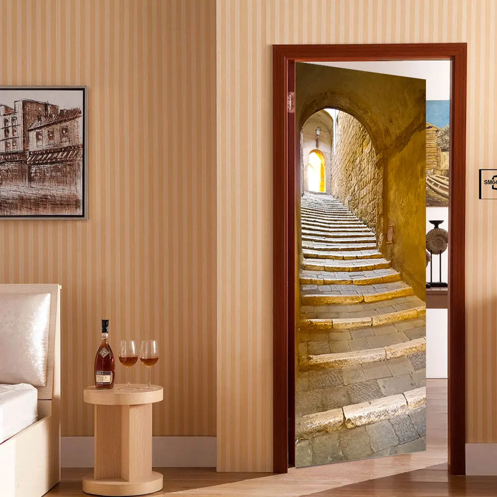 3D каменные ступени украшение двери комнаты ПВХ гостиная спальня