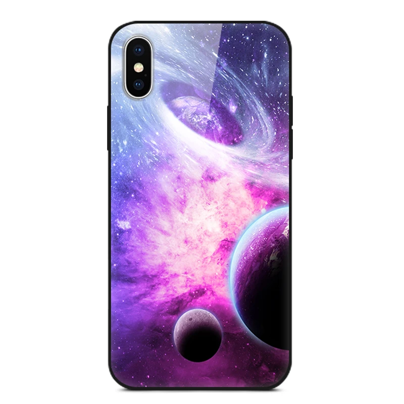 Чехол для iPhone 6 6s Plus чехол из закаленного стекла 7 8 X XS XR Xs Max звездное небо звезды