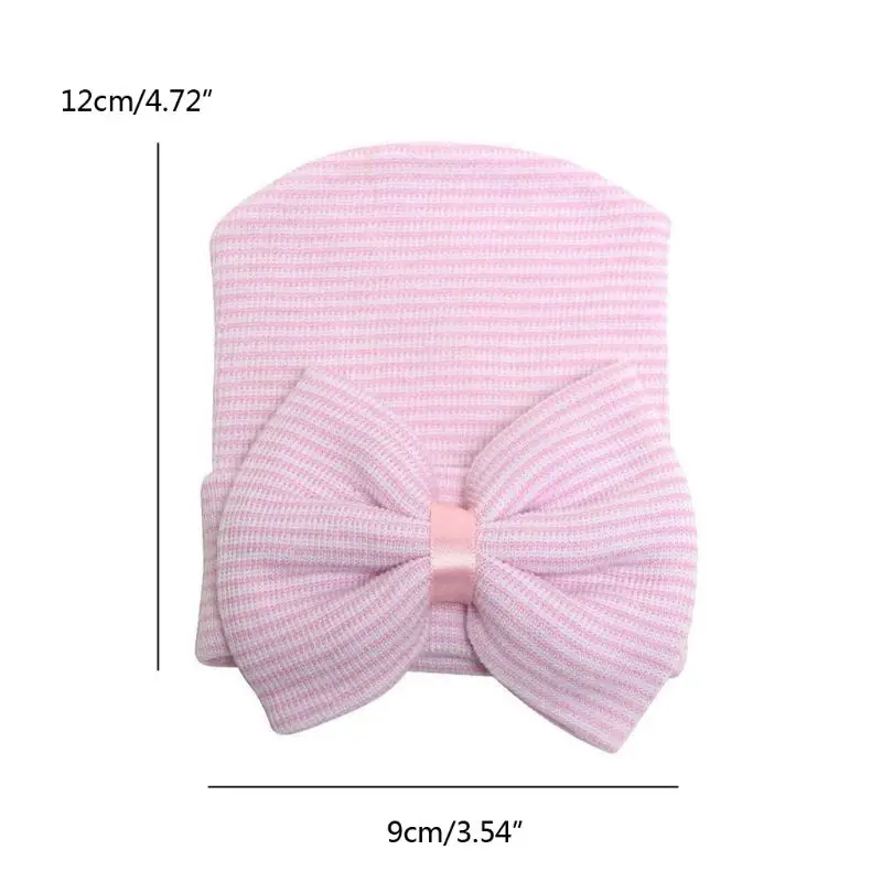 

4 Pack Newborn Hospital Hat Toddler Beanie Baby Boys Girls Knot Headbands with Big Bows Infant Baby Nursery Caps