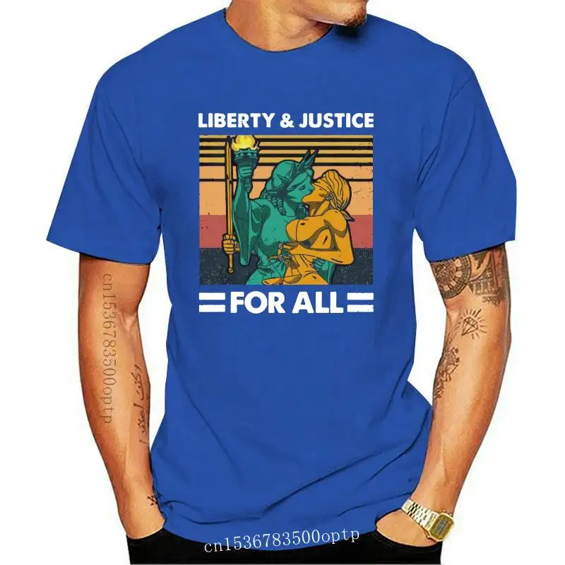 

New Liberty Justice T Shirt Funny Design Gifts Short Sleeve Male Tshirt Drop Ship 100% Cotton EU Size