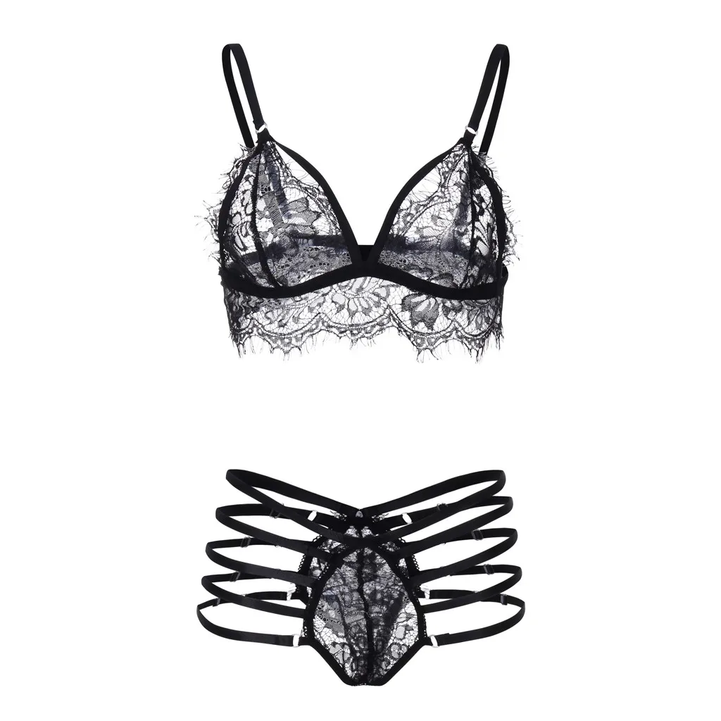 

Women Sexy Lingerie Wireless Underwear Bandage Set Garter Bra Porno Temptation Perspective Erotic Lenceria Female Sleepwear Set