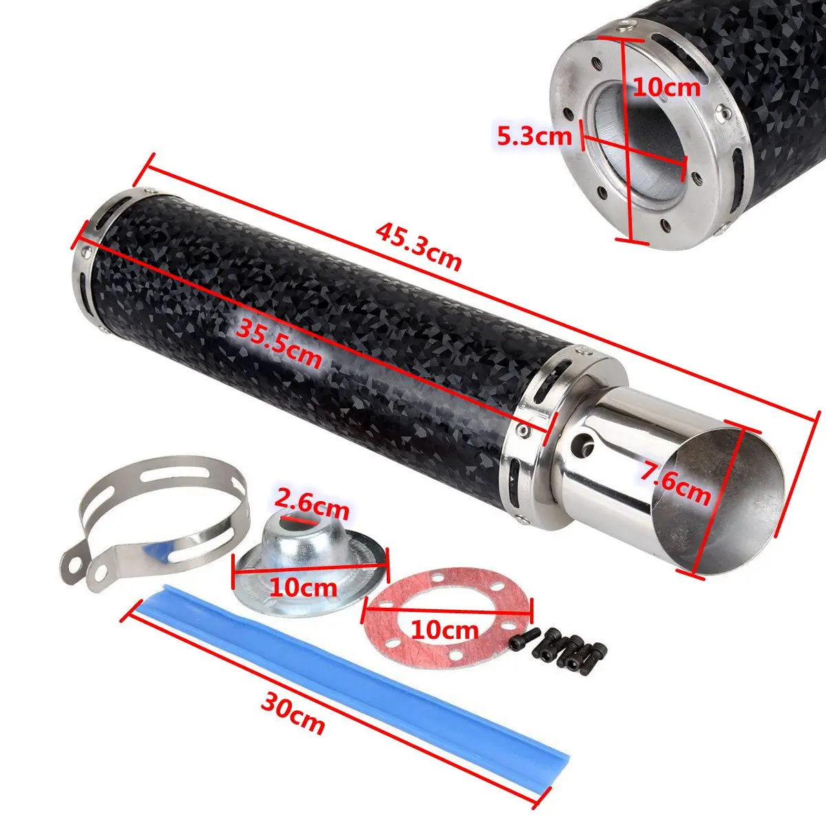 

455mm Universal Motorcycle Carbon Fiber Exhaust Muffler Pipe Tip with mounting clamp for Yamaha for Honda for Kawasaki