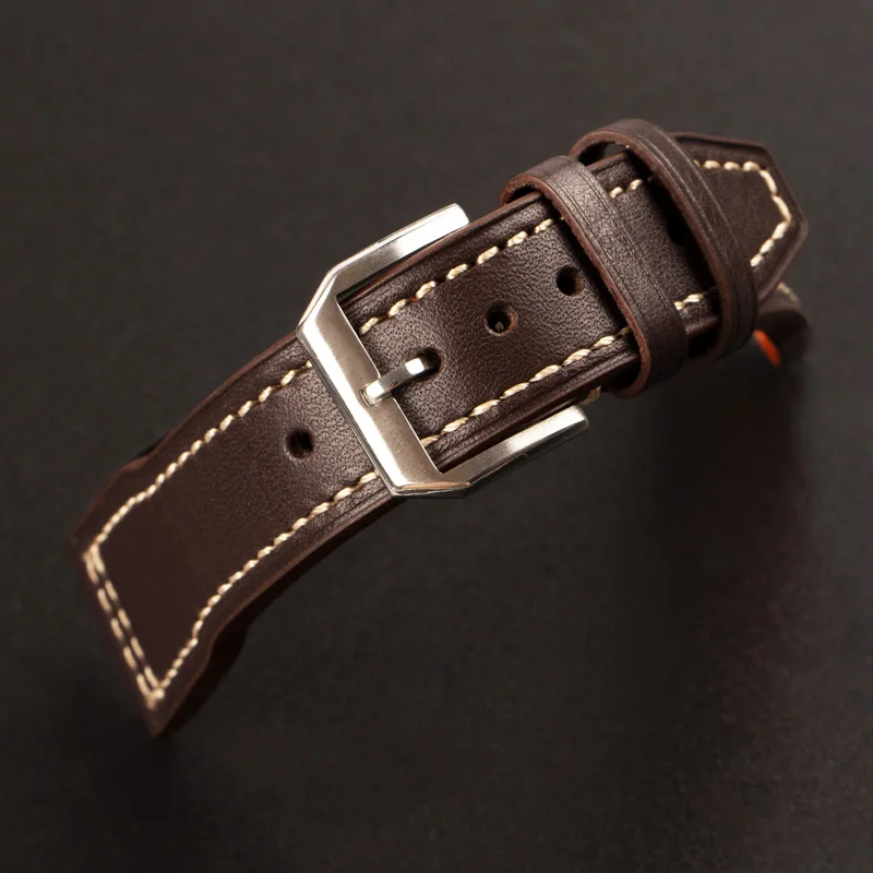 Brown Black Handmade Leather Watchband 20MM 21MM 22MM Suitable For IWC Pilot Italian First layer Cowhide Bracelet, Male Bracelet