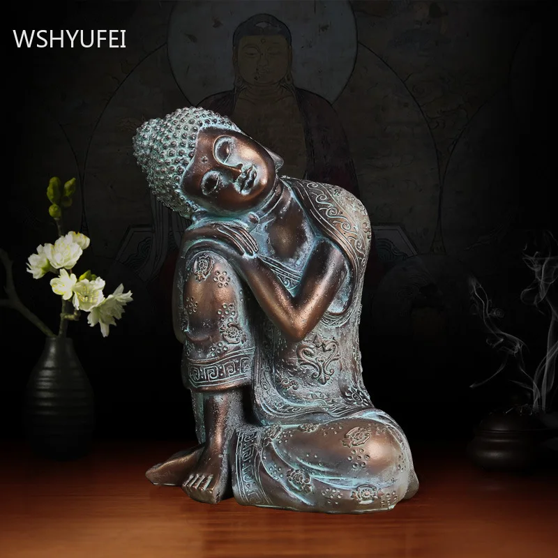 

Chinese Resin Sleeping Buddha Statue Ornaments Living Room Porch Bedroom Feng Shui Decorations Crafts Accessories Home Decor