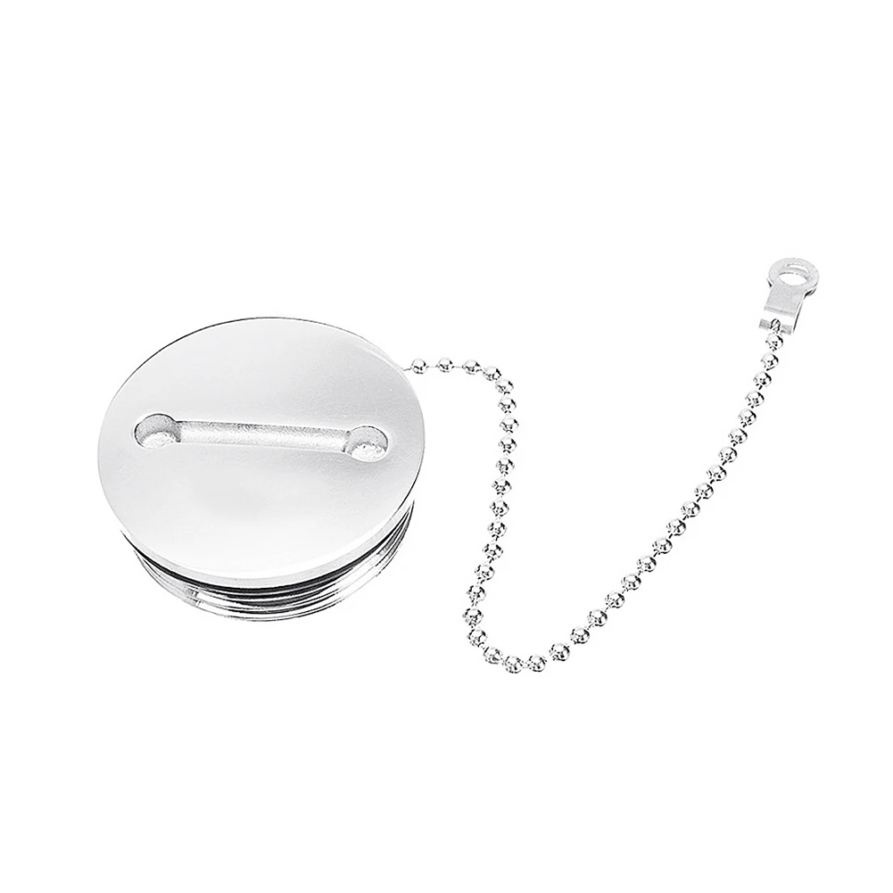 

1.5" Boat Deck Fill Cap with Chain Marine Grade Stainless Steel Deck Filler Cap Replacement Fuel Water Gas with Rubber Gasket