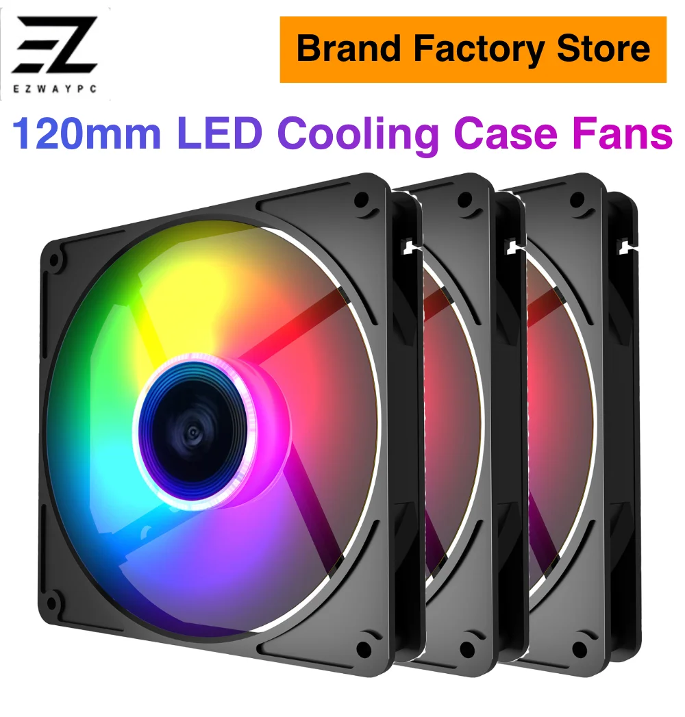 

120mm 4PIN Fan PC Cooling Fan Computer Case Cooling Cooler Heatsink Molex Interface Silent Fans Rainbow LED 12V 12CM Ventilador