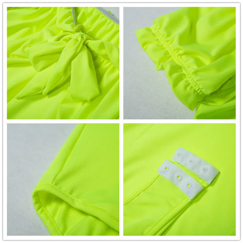 зеленый сексуальное боди с открытыми плечами комбинезон летний мода 2019