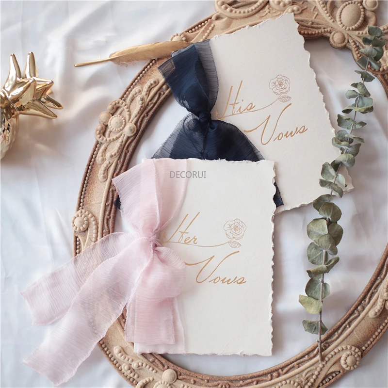 

Wedding Party Favors Bride and Groom Ribbon Vows Card Purple OathConfession Hand Cards 2 Book Our Vows Photo Props