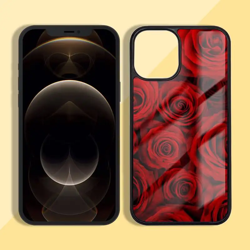 

Artistic red rose Phone Case Silicone TPU+PC For iPhone11 12 mini Pro MAX 7 8 Plus X XR XS Samsung S20 10 9 8 Plus ultra
