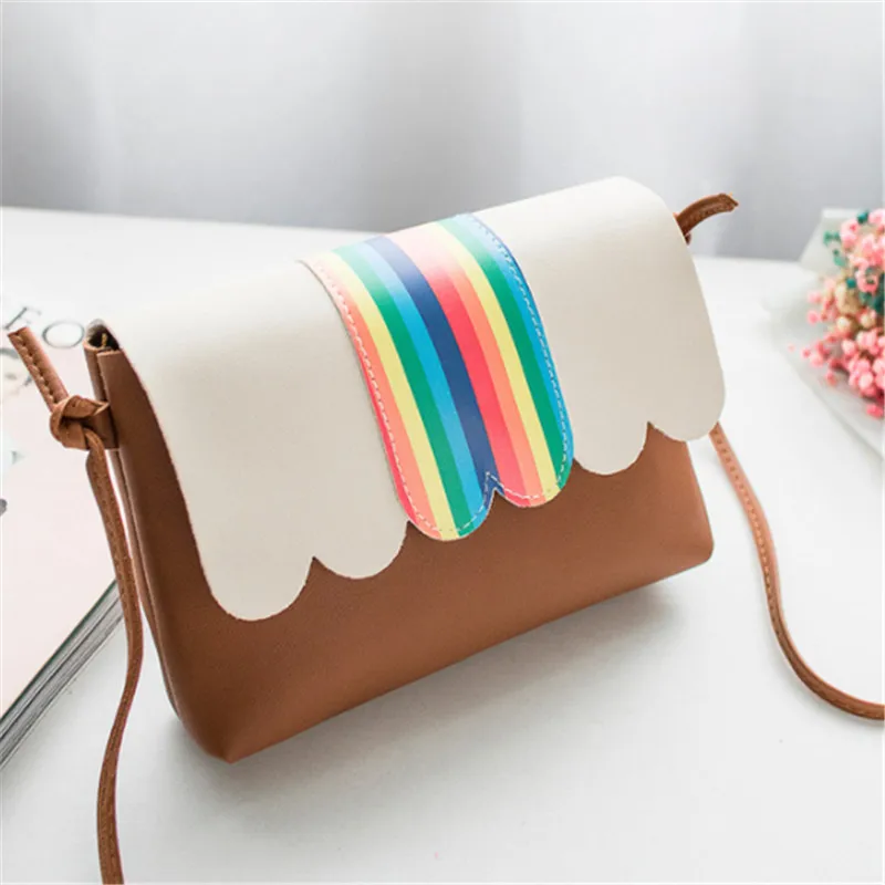 Сумки через плечо для женщин с милым радужным принтом на Маленькие из