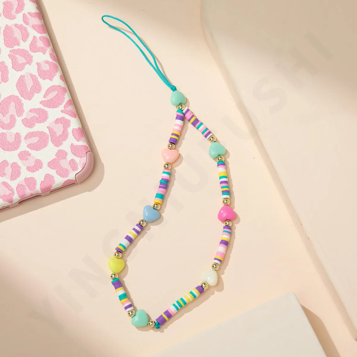 New Colorful Acrylic Bead Mobile Phone Chain Cellphone Strap Anti-lost Lanyard Hand Wrist Lanyard Girls Phone Charm Hang Rope